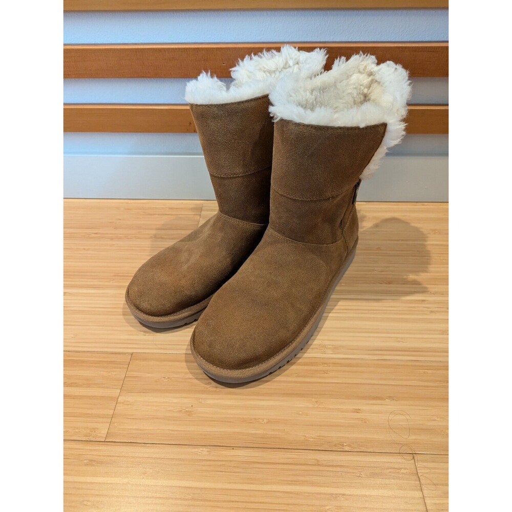 Koolaburra Ugg Aribel Short Shearling Suede Winter Boots Brown Women's 10